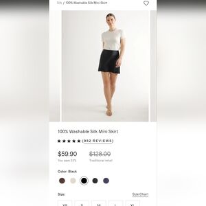 Quince Black Washable Silk Mini Skirt